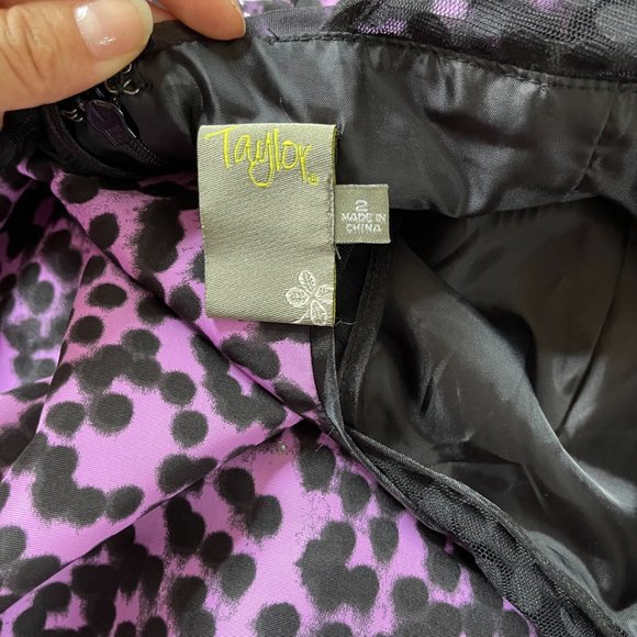 Taylor Womens Dress Size 2 Purple Black Polka Dot Ball Gown High Waist - Picture 8 of 11